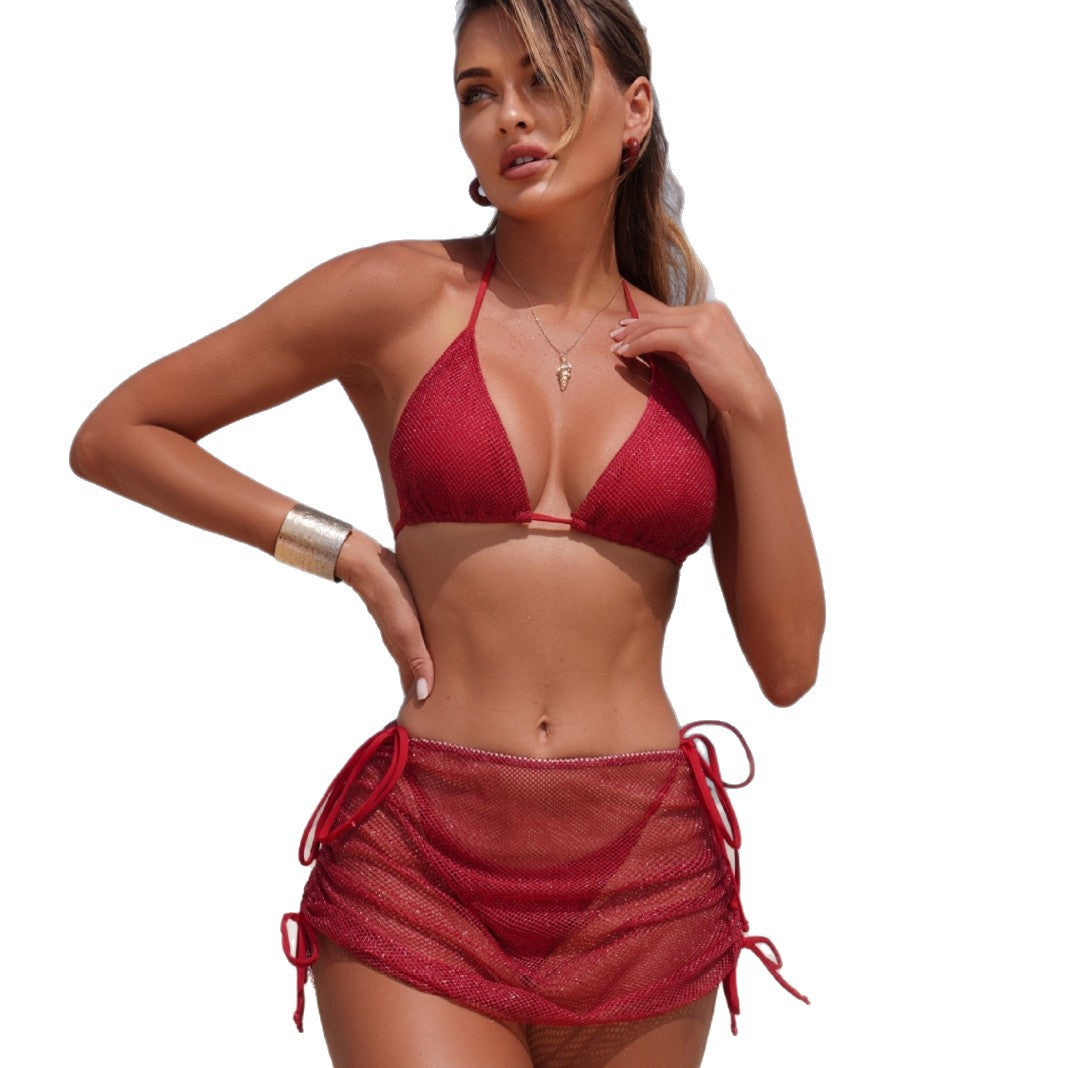Damen Triangel-Bikini mit raffiniertem Netzrock EB