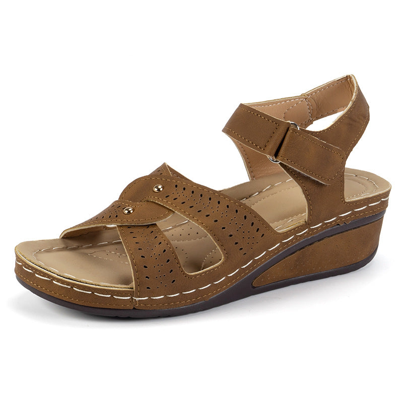 Damen Komfortable und modische Sandalen mit verstellbaren Klettverschlüssen und anatomischer Fußbettung EB