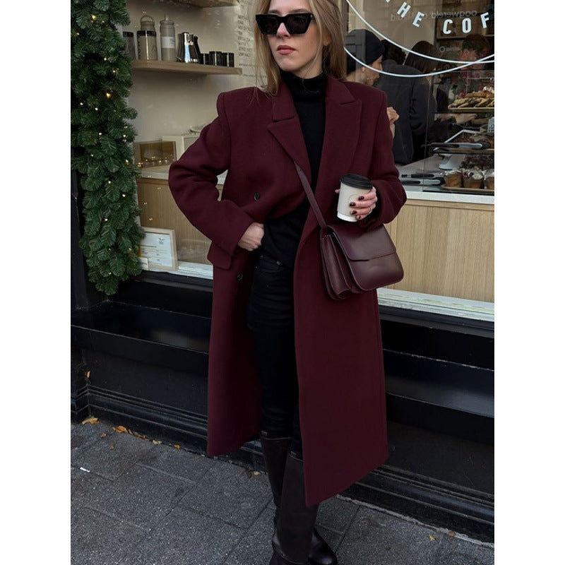Damen eleganter langer Wollmantel EB