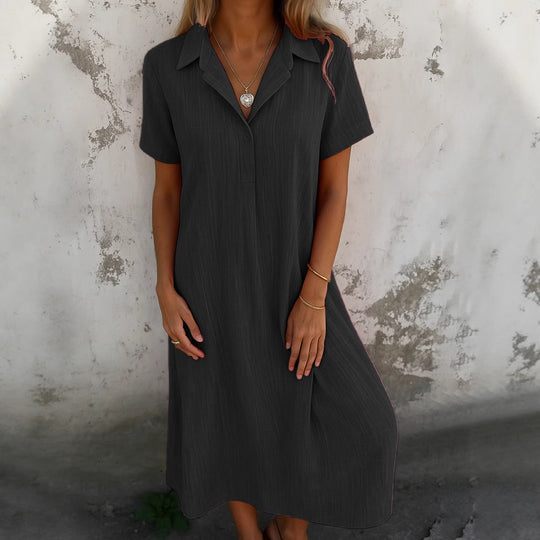 Damen Hemdkleid mit kurzen Ärmeln und eleganter Knopfleiste EB
