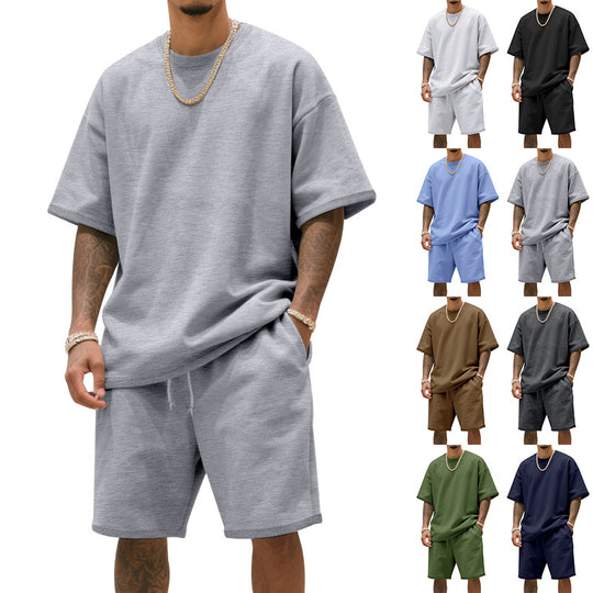 Herren Freizeit-Set mit bequemem T-Shirt und Shorts aus atmungsaktiver Baumwolle EB