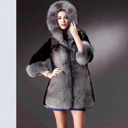 Damen Eleganter und warmer Kunstpelzparka mit Kapuze EB