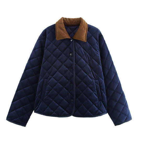 Damen gesteppte Übergangsjacke mit klassischem Stehkragen und praktischen Taschen EB