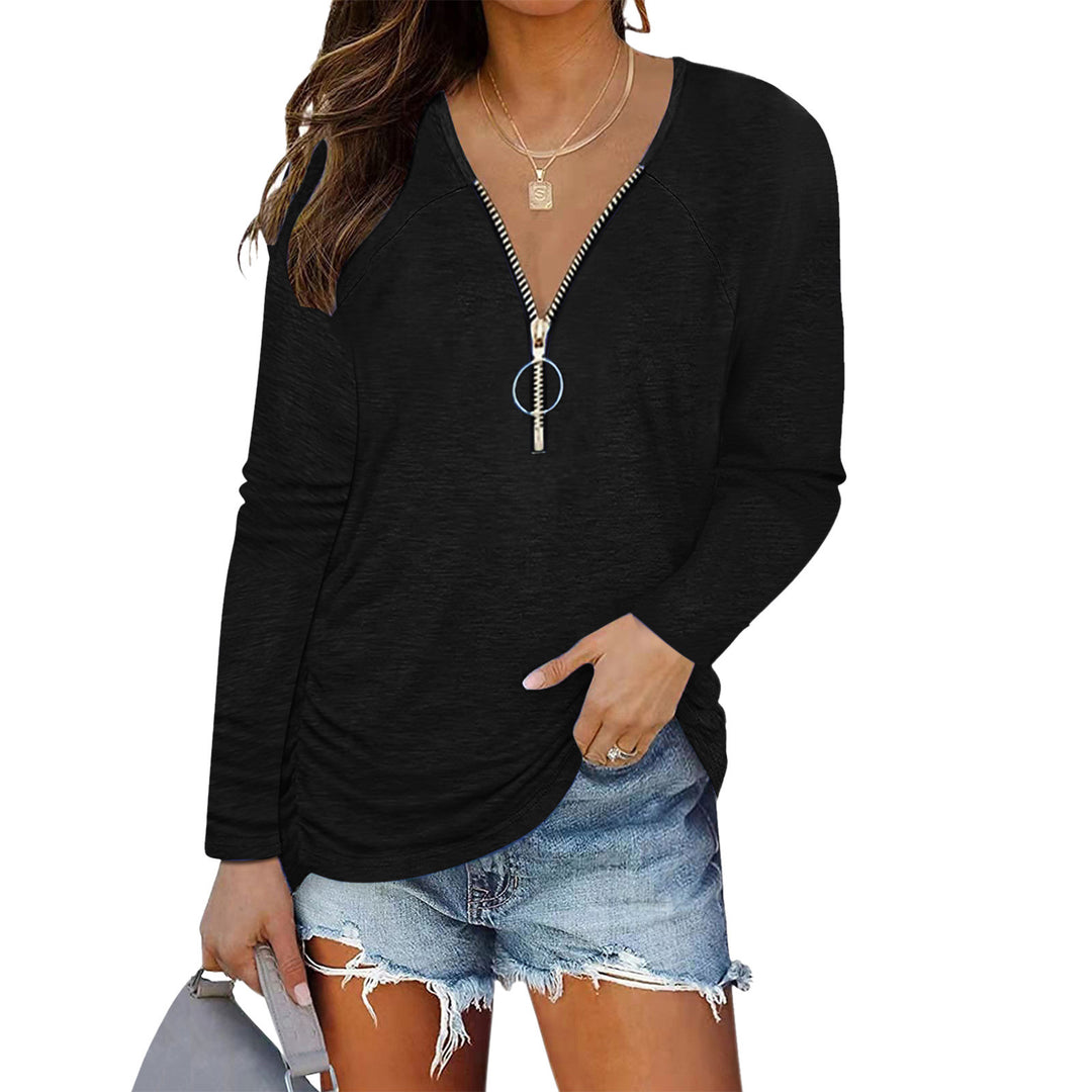 Damen Lässiges Longsleeve mit Zip-Detail EB