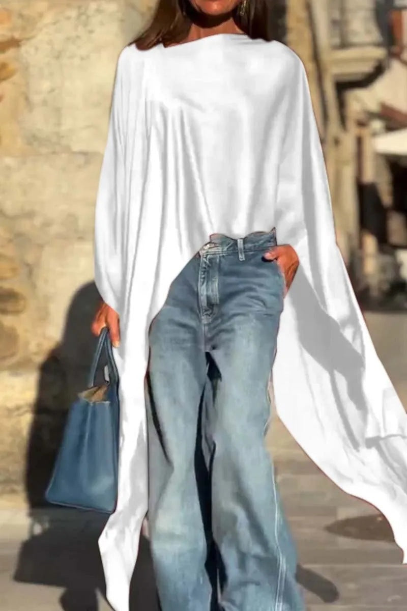 Damen luftige Tunika mit asymmetrischem Schnitt EB