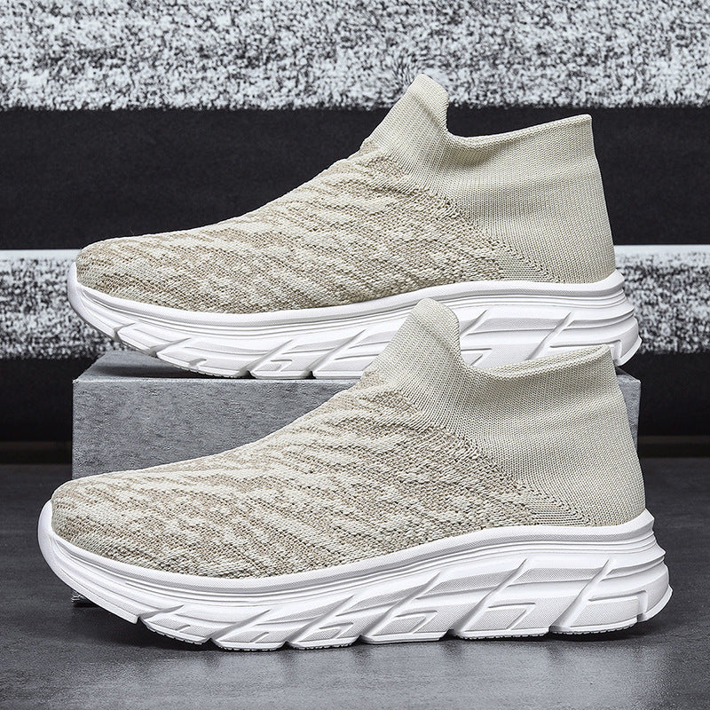 Damen Bequeme High-Top Sneakers mit elastischem Strickoberteil EB