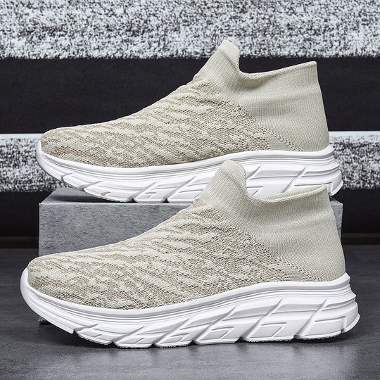 Damen Bequeme High-Top Sneakers mit elastischem Strickoberteil EB