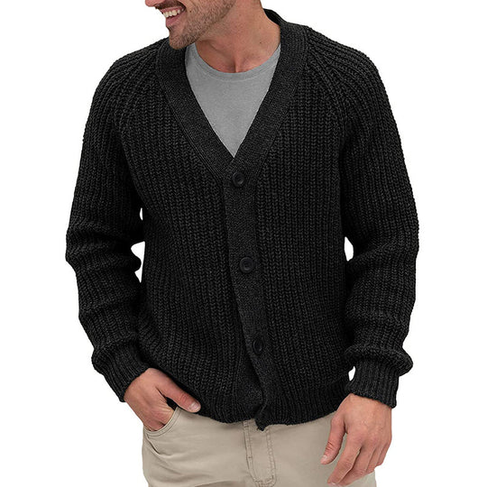 Herren modische Strickjacke mit tiefem V-Ausschnitt und strukturierter Oberfläche EB