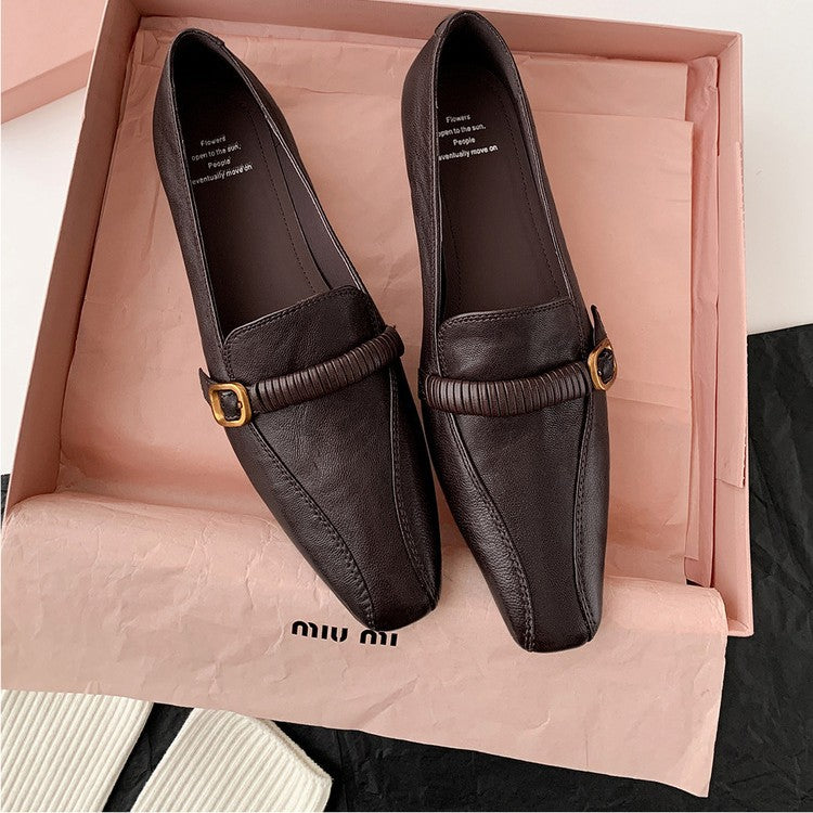 Damen Elegante Ballerina-Pumps mit einzigartiger Schnallenverzierung EB