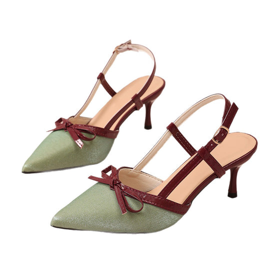 Damen Slingback High-Heel Sandalen mit zierlichem Schleifen-Detail EB