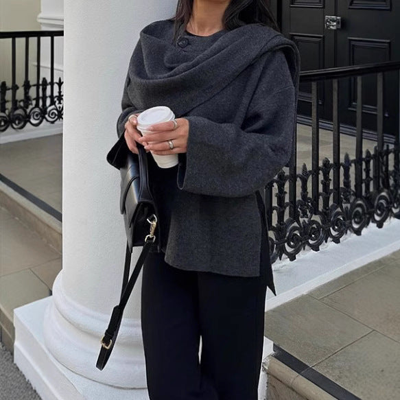 Damen Oversized Strickjacke mit elegantem Schnitt und voluminösen Ärmeln EB