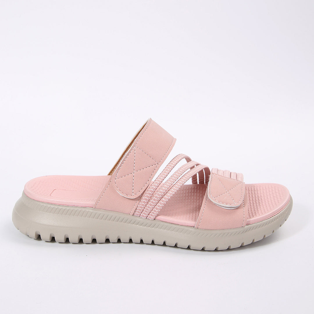 Damen bequeme Slipper mit verstellbarem Riemendesign und rutschfester Sohle EB