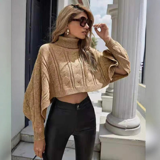 Damen kuscheliger Rollkragenpullover mit weitem Schnitt und strukturiertem Design EB