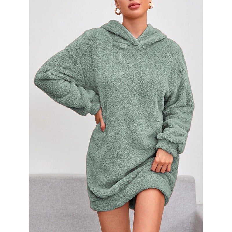 Damen Kuscheliger Oversize-Hoodiekleid aus weichem Fleece EB