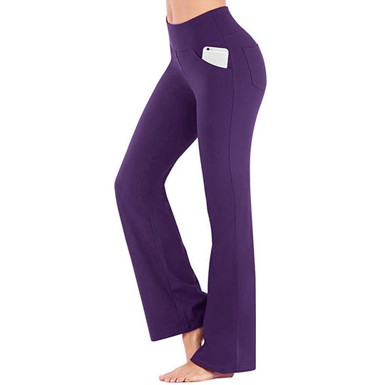 Damen nan ausgestellte Highwaist Yogahose mit seitlicher Handytasche und formendem Komfortbund EB