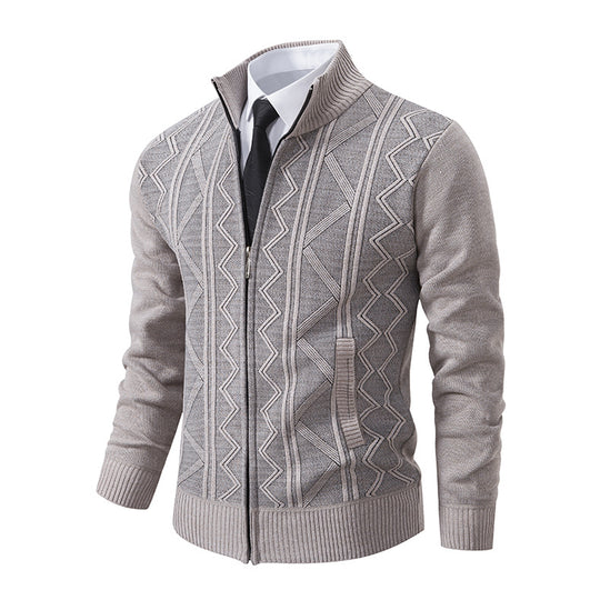 Herren modische Strickjacke mit hohem Kragen und Reißverschluss EB