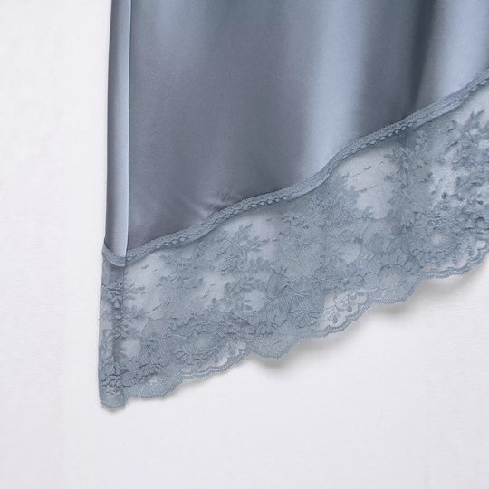 Damen eleganter Satinrock mit zarter Spitzenverzierung EB