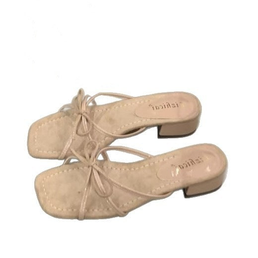 Damen elegante Riemchen-Pantoletten mit modischem Schnitt und bequemer Sohle EB