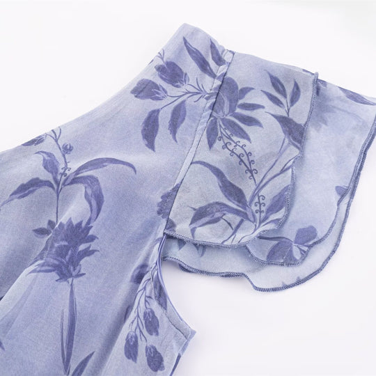 Damen Maxikleid mit floralen Mustern und voluminösem Rock EB