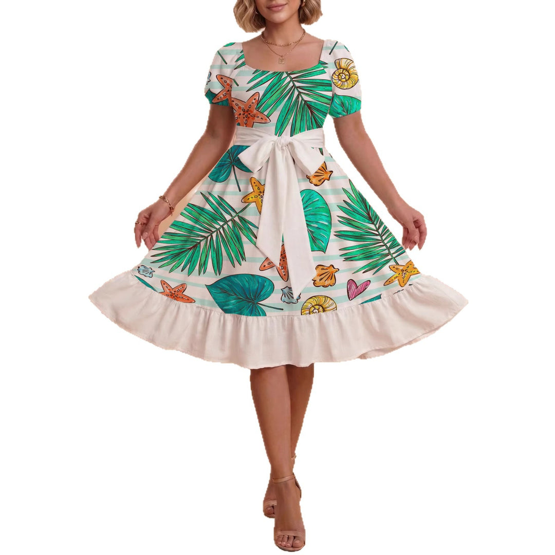 Damen Kleid mit tailliertem Schnitt und verspieltem Blumenmuster EB