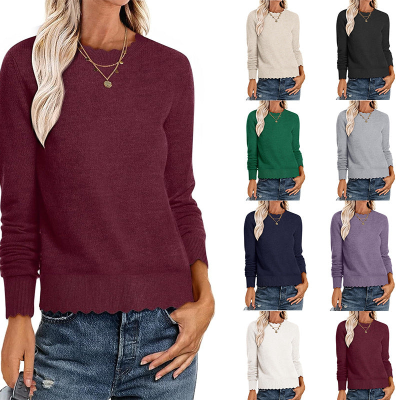 Damen Sweater mit Wellenkante EB