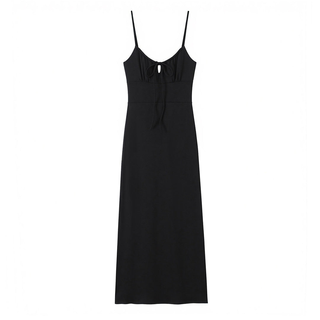 Damen Maxi-Kleid mit tiefem V-Ausschnitt und schmeichelndem Knoten-Design EB