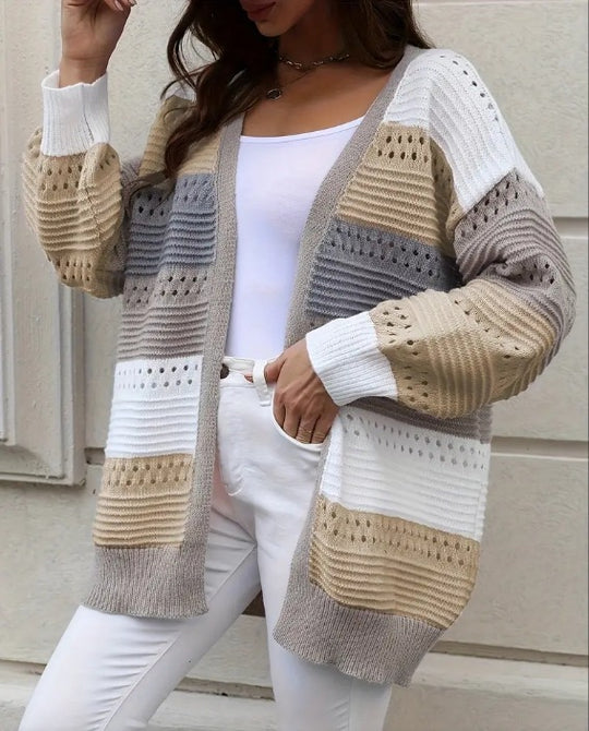 Damen modische Strickjacke mit einzigartigem Muster und lässigem Schnitt EB