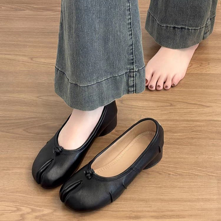 Damen elegante Ballerinas mit komfortablem Blockabsatz und modischem Falten-Design EB