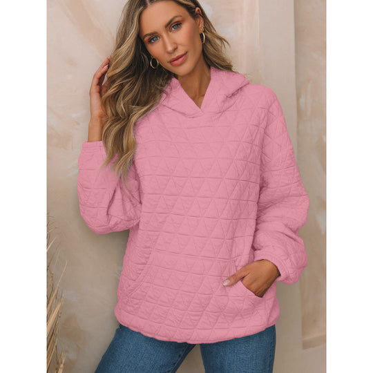 Damen gesteppter Kapuzenpullover mit praktischen Taschen EB