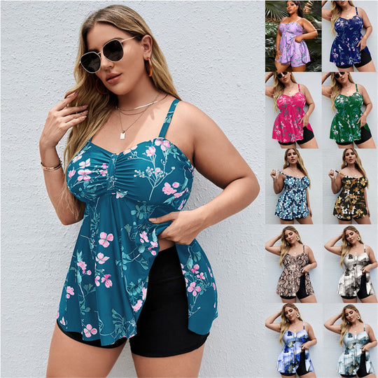 Damen Tankini mit schmeichelndem Design und integrierten Shorts EB