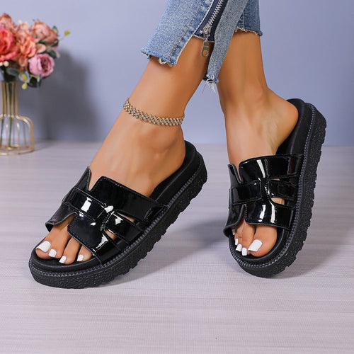 Damen Modische Komfort-Sandalen mit glänzenden Akzenten EB