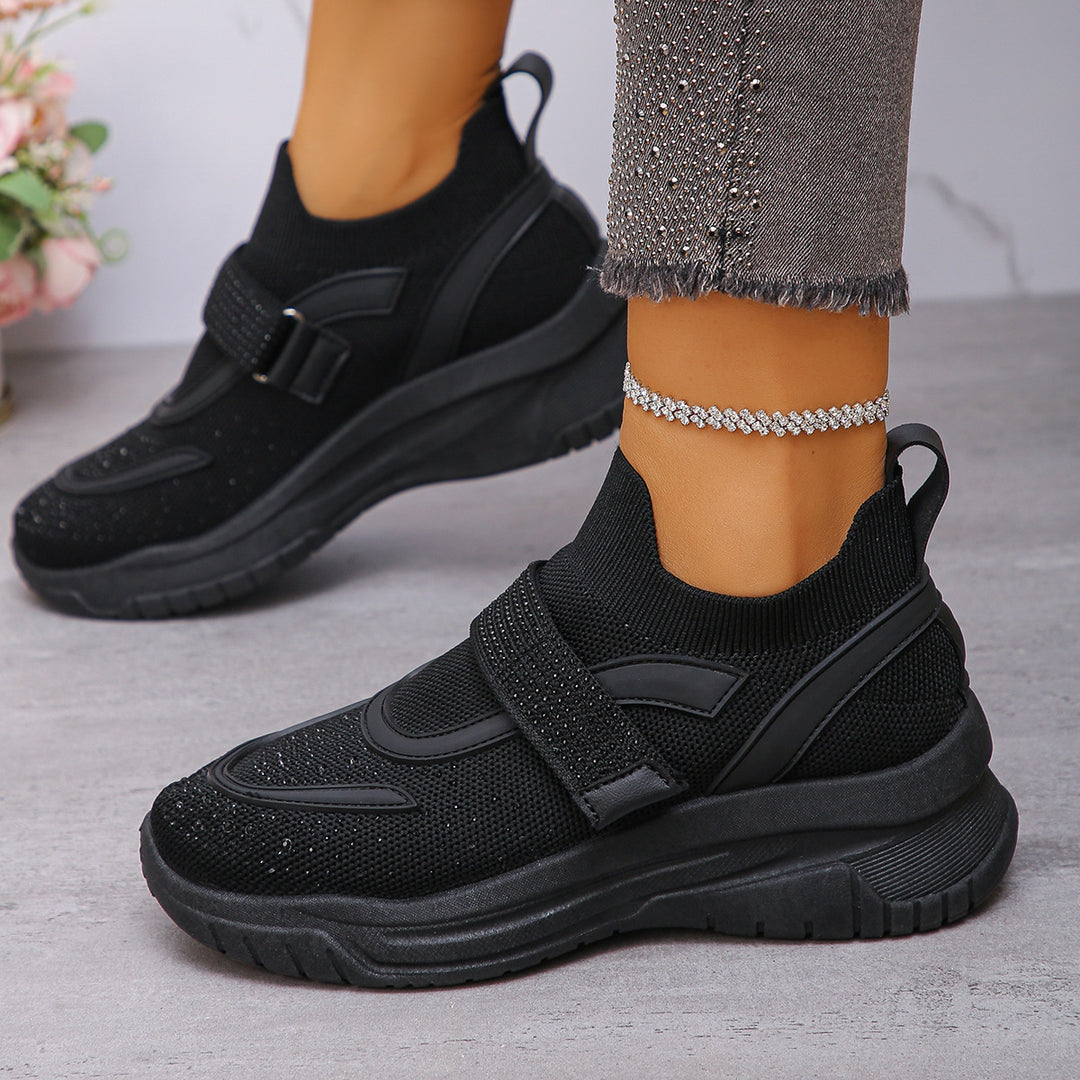 Damen Sportliche Sneakers mit Glitzer-Applikationen EB