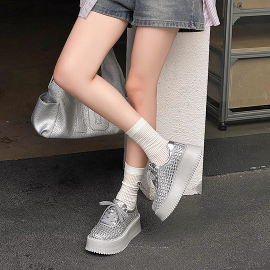 Damen Sportliche Sneaker mit atmungsaktivem Netzdesign und komfortabler Plateau-Sohle EB