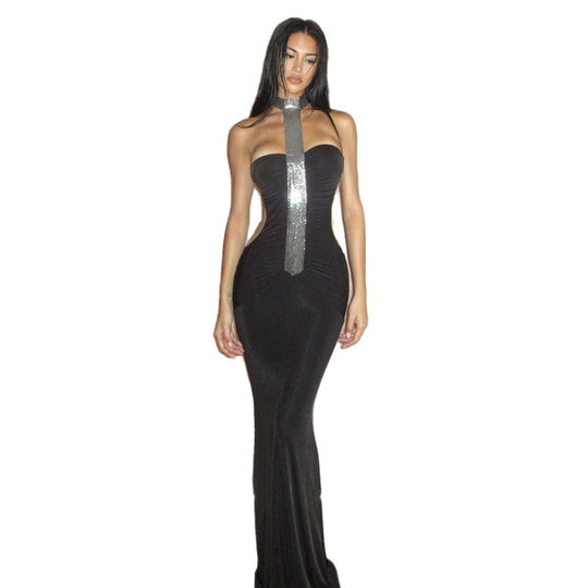 Damen Elegantes Abendkleid mit schmalem Schnitt und glänzenden Akzenten EB