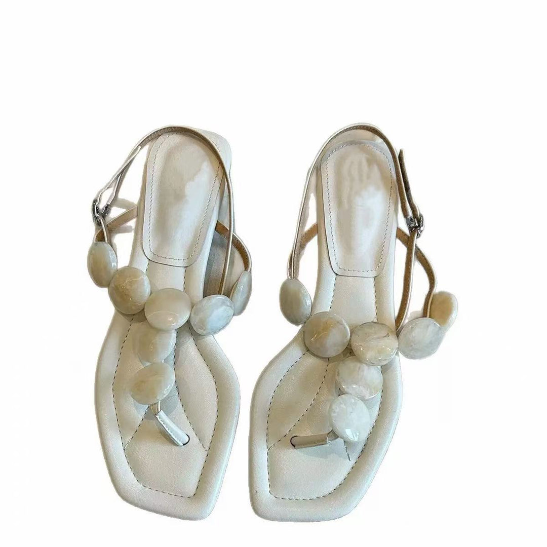 Damen elegante Zehentrenner mit modischen Acryl-Details EB