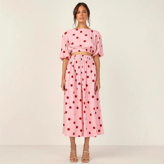 Damen Maxikleid mit elastischem Taillenzug und voluminösen Ärmeln EB