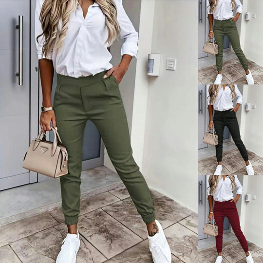Damen bequeme Chinohose mit elastischem Bund EB