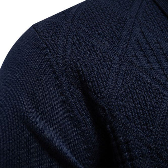 Herren Polo-Pullover mit strukturiertem Diamantmuster und klassischem Kragen EB