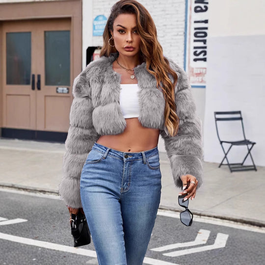 Damen Kurze Pelzjacke EB