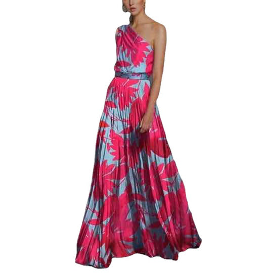 Damen Maxikleid mit asymmetrischem Oberteil und floralem Print EB
