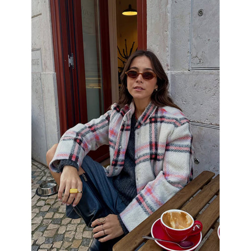 Damen kariertes Wollhemd EB