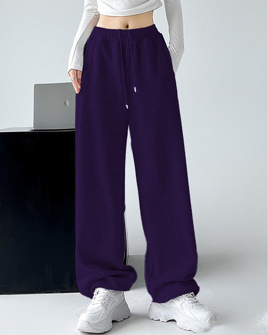 Damen nan extraweite Palazzo-Sweathose mit hohem Komfortbund, seitlichen Eingrifftaschen, Schlitz am Saum und Kordelzug EB