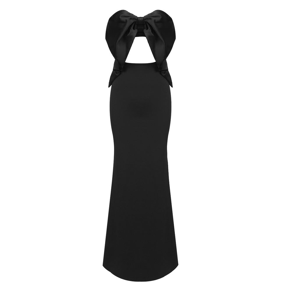 Damen elegantes Abendkleid mit dramatischem Schleifendetail EB
