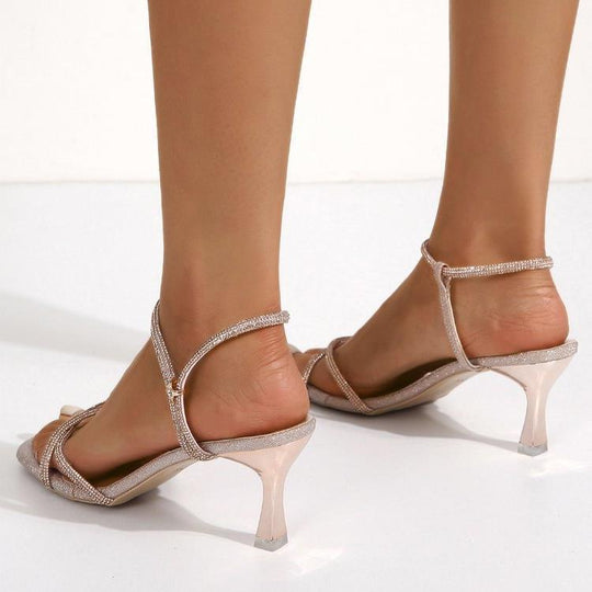 Damen elegante Sandalen mit funkelnder Strassverzierung EB
