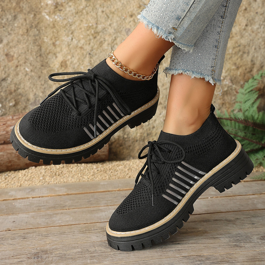 Damen Sportliche Sneakers mit atmungsaktivem Strickoberteil und rutschfester Sohle EB