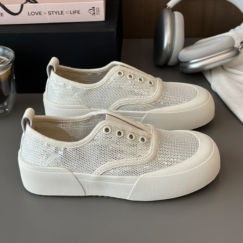 Damen Sportliche Sneakers mit atmungsaktivem Netzmaterial und modischem Plateau EB