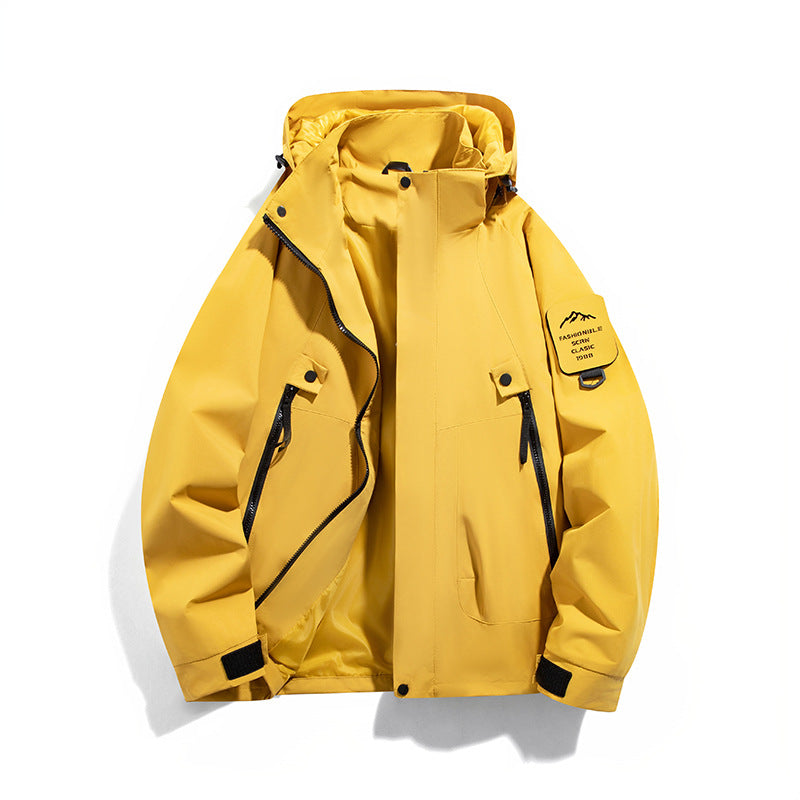 Herren wind- und wasserdichte Functional-Parka mit verschließbaren Zipper-Taschen und verstellbarer Kapuze EB