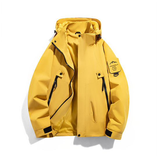 Herren wind- und wasserdichte Functional-Parka mit verschließbaren Zipper-Taschen und verstellbarer Kapuze EB