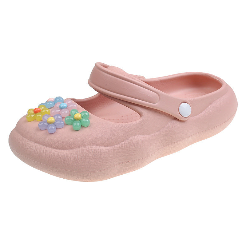 Damen Bunte und komfortable Riemensandalen mit blütenförmigem Dekor EB
