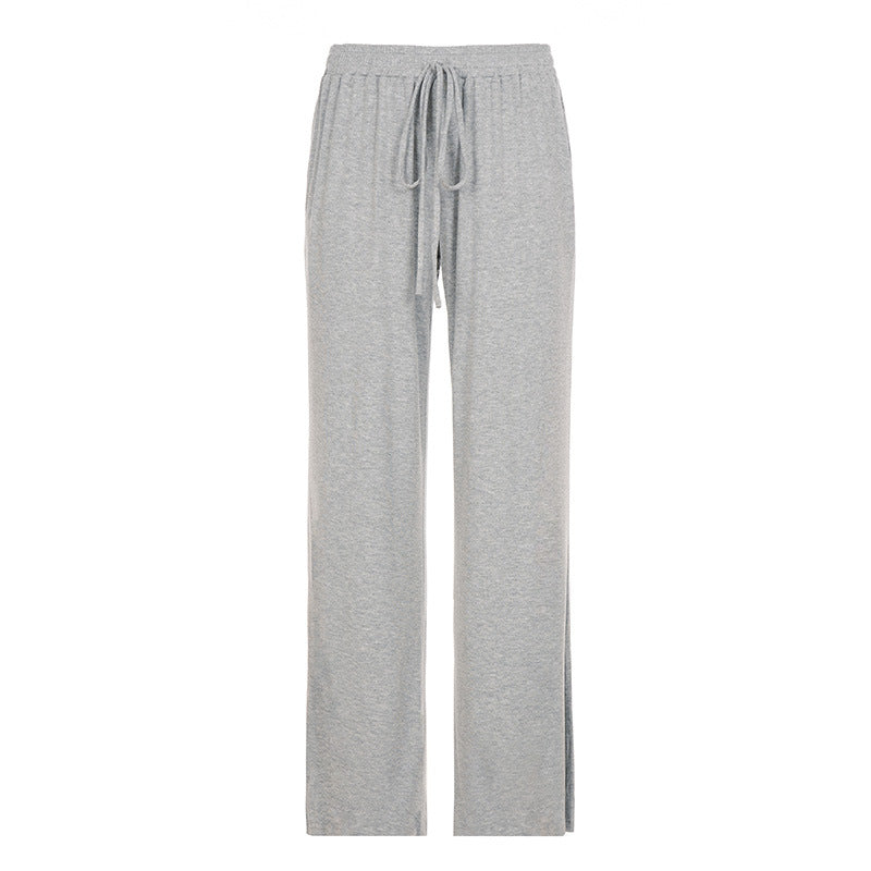 Damen nan weite Sweatpants mit hohem Komfortbund, Kordelzug und aufgesetzten Taschen EB